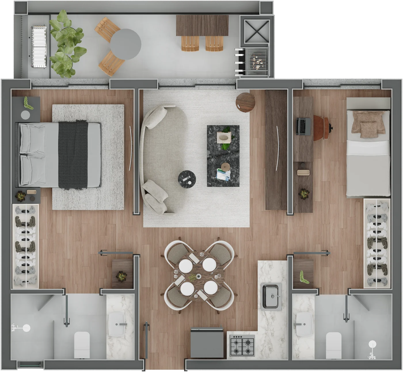 Planta · 2 suítes